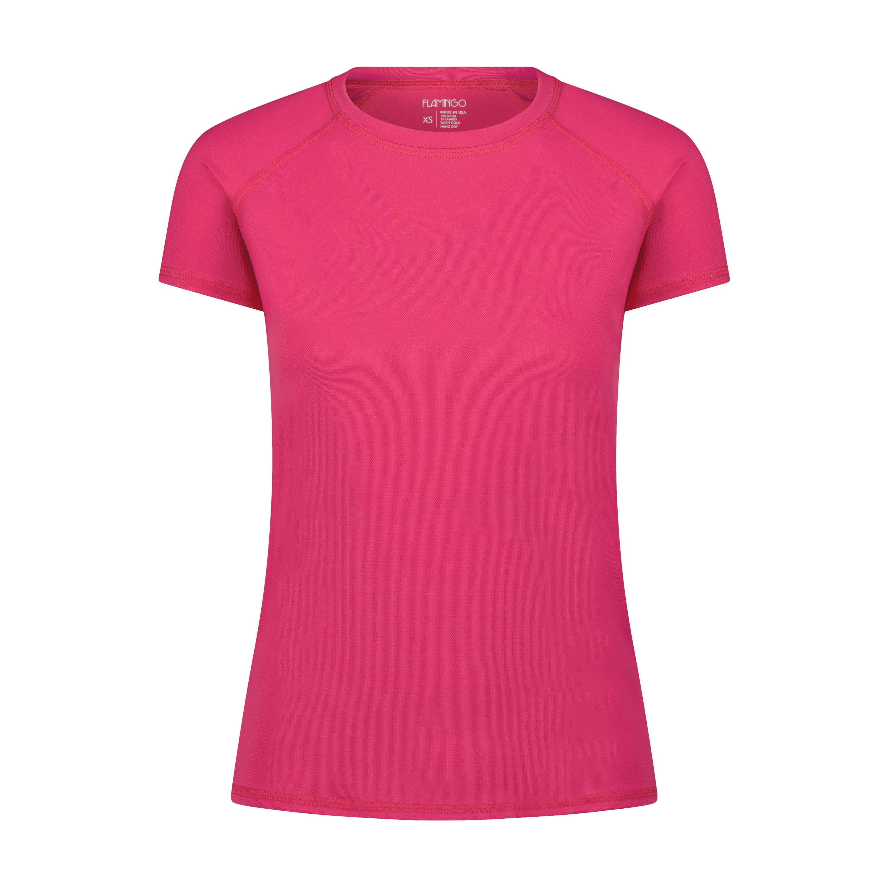 Flamingo Mesh Crew Neck Short-Sleeve Rash Guard - Pink