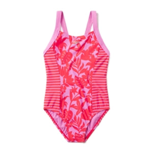 Speedo Girls' Print Blocked One Piece Swimsuit