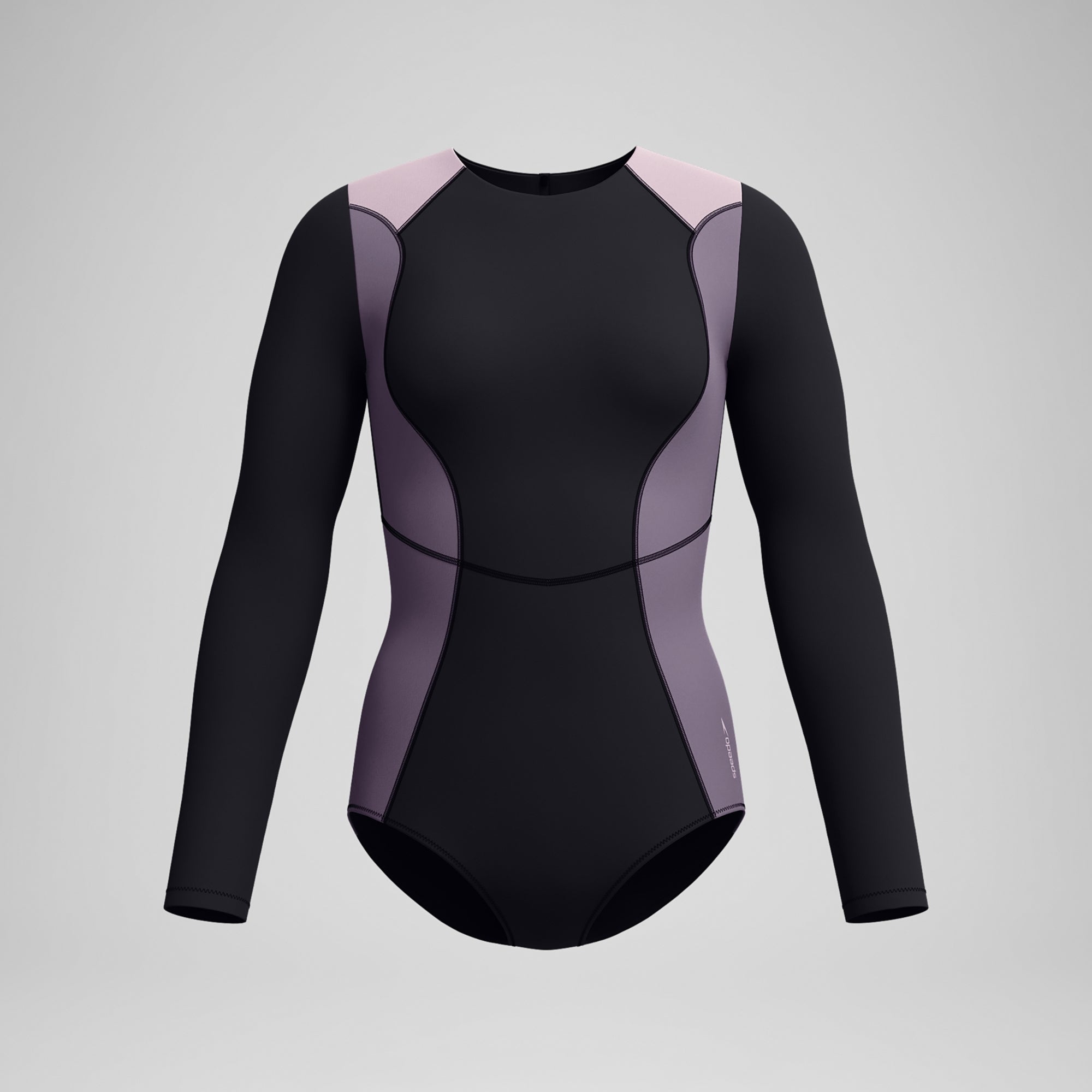Speedo Color Block Long Sleeve Zip Back One-Piece Swimsuit
