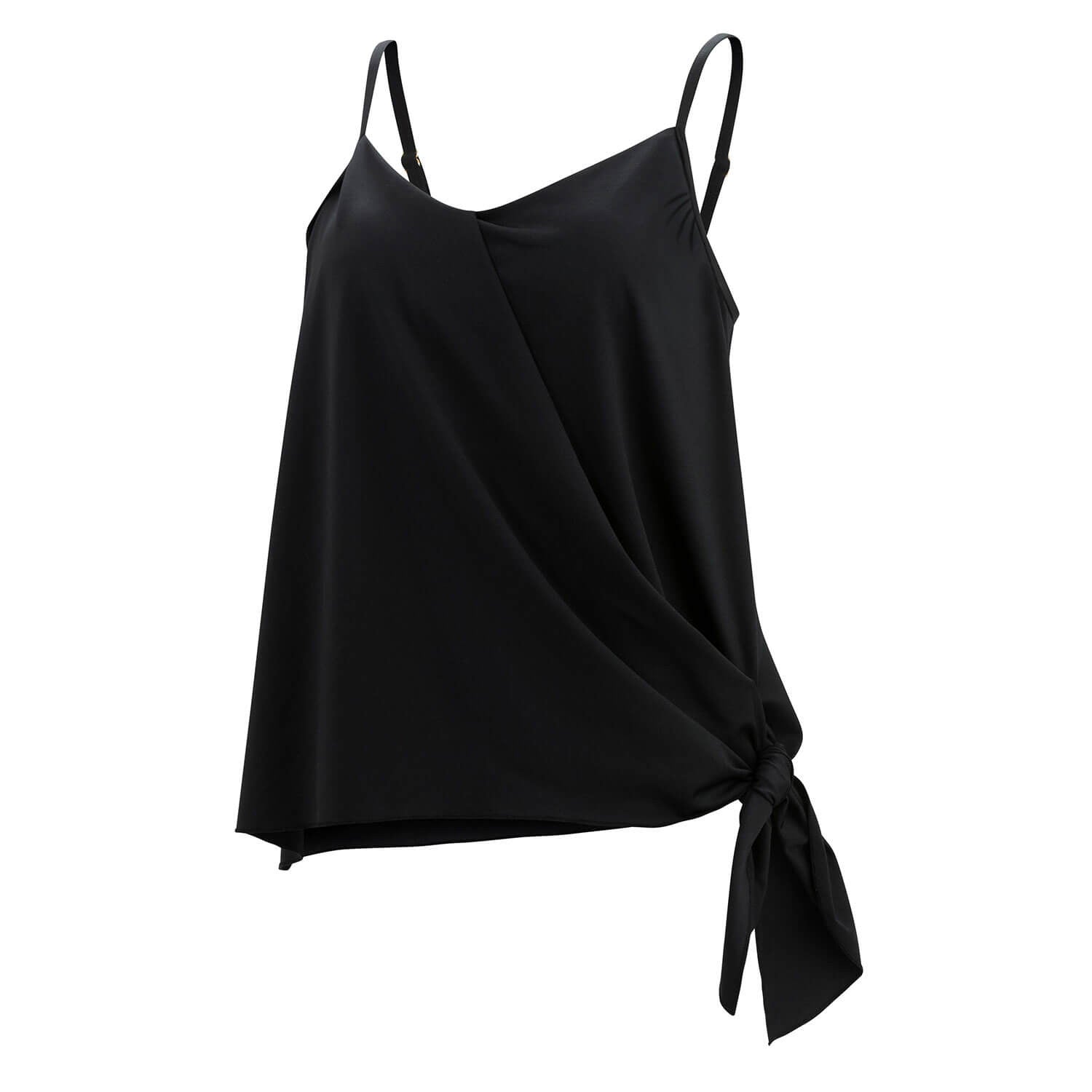 Dolfin Aquashape Black  Front Side Tie Tankini  Top